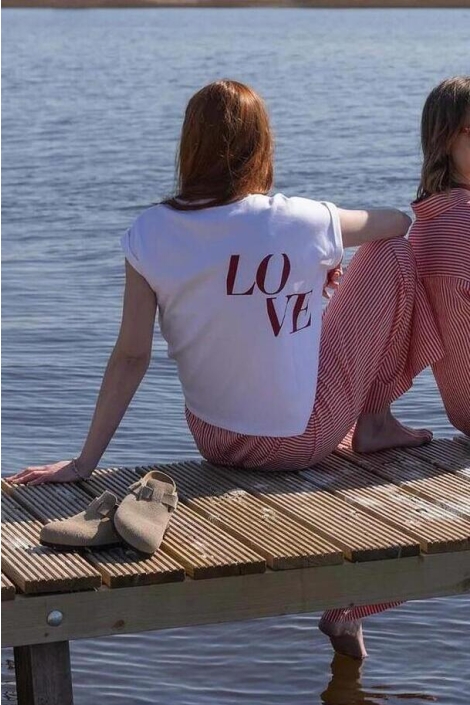 Zusss t-shirt opgerolde mouw met love